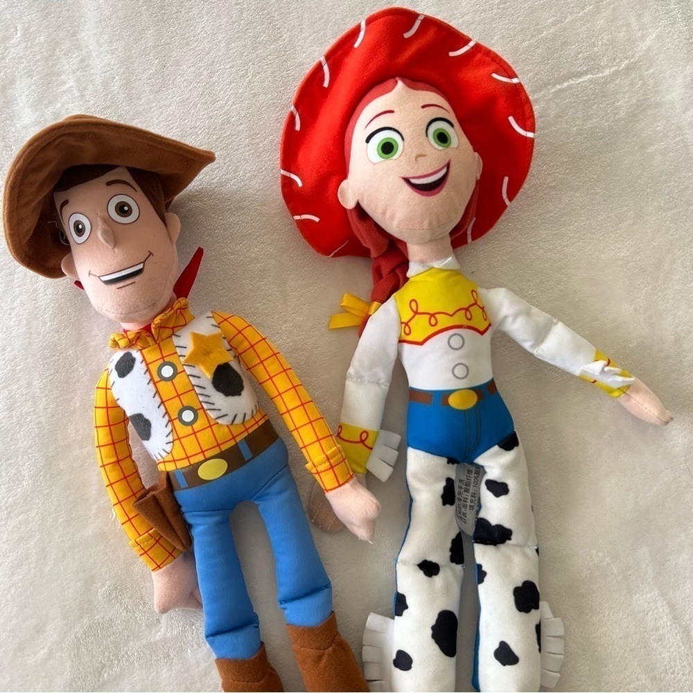 Disney Store Pixar Toy Story Jessie & Woody Cowboy Cowgirl Plush Dolls (2)